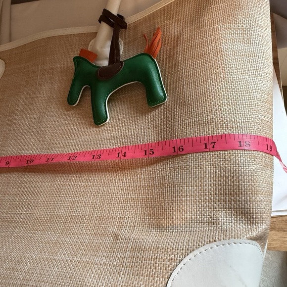 Mark And Graham Large MONTAUK RAFFIA TOTE Straw Summer Tan White Purse Bag - Picture 11 of 14